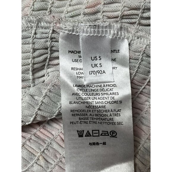 By Anthropologie Aurelia Floral Smocked Mesh Net Top Small Puff Sleeve - Picture 9 of 12